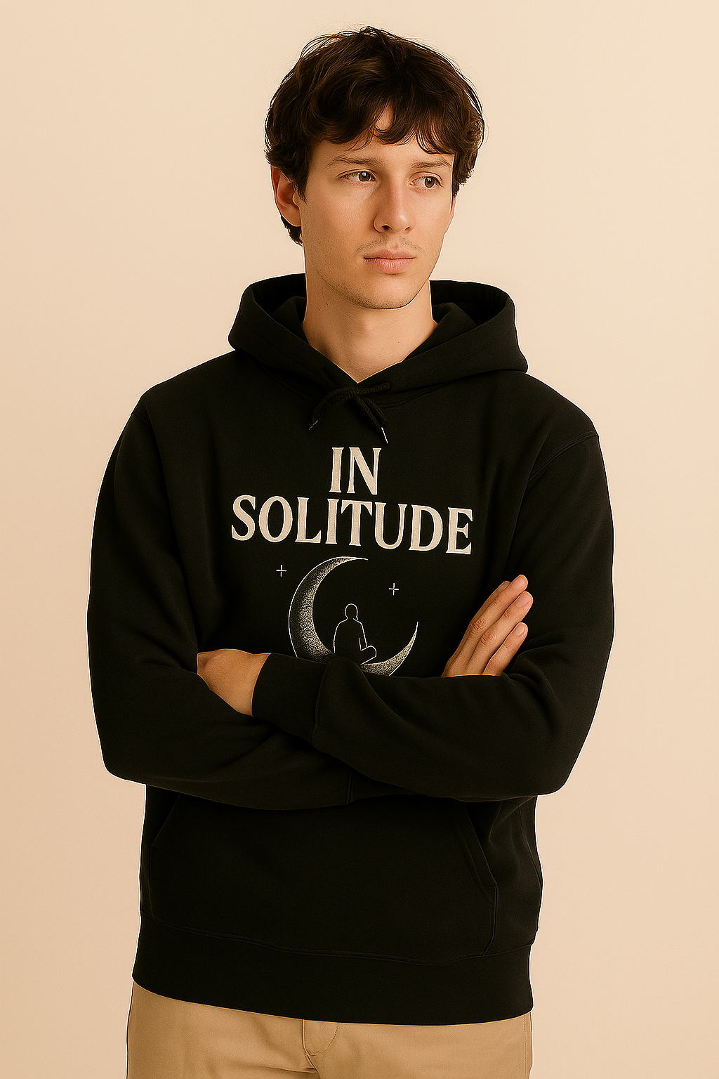 "IN SOLITUDE" Hoodie – Find Peace Where the World Grows Quiet - Black