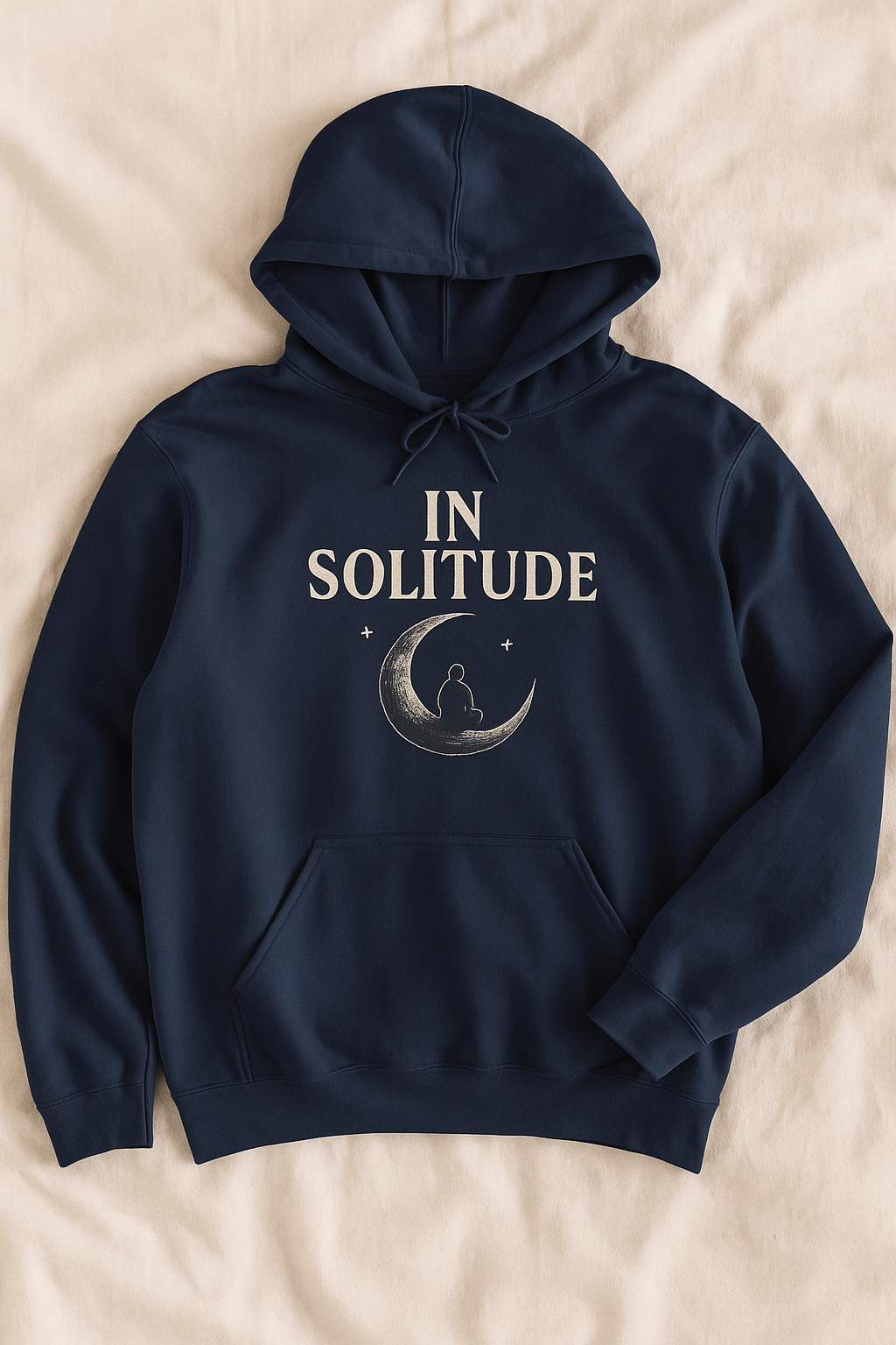 "IN SOLITUDE" Hoodie – Find Peace Where the World Grows Quiet - Navy