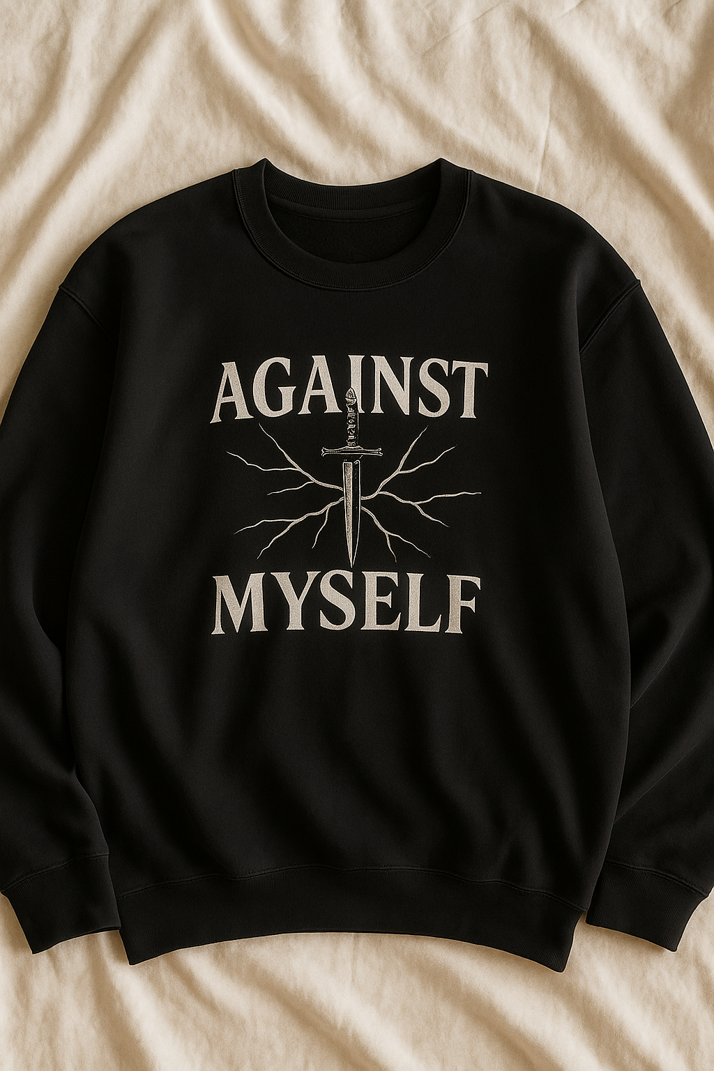 "Against Myself" Sword Graphic Sweatshirt – Inner Battles, Silent Strength - Black