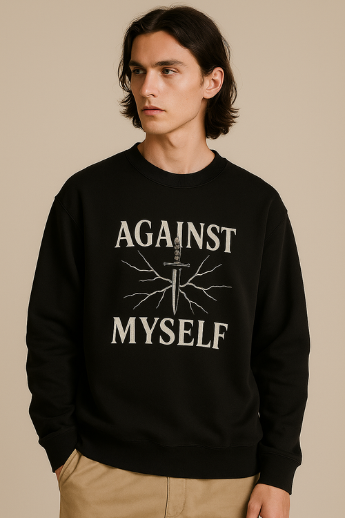 "Against Myself" Sword Graphic Sweatshirt – Inner Battles, Silent Strength - Black