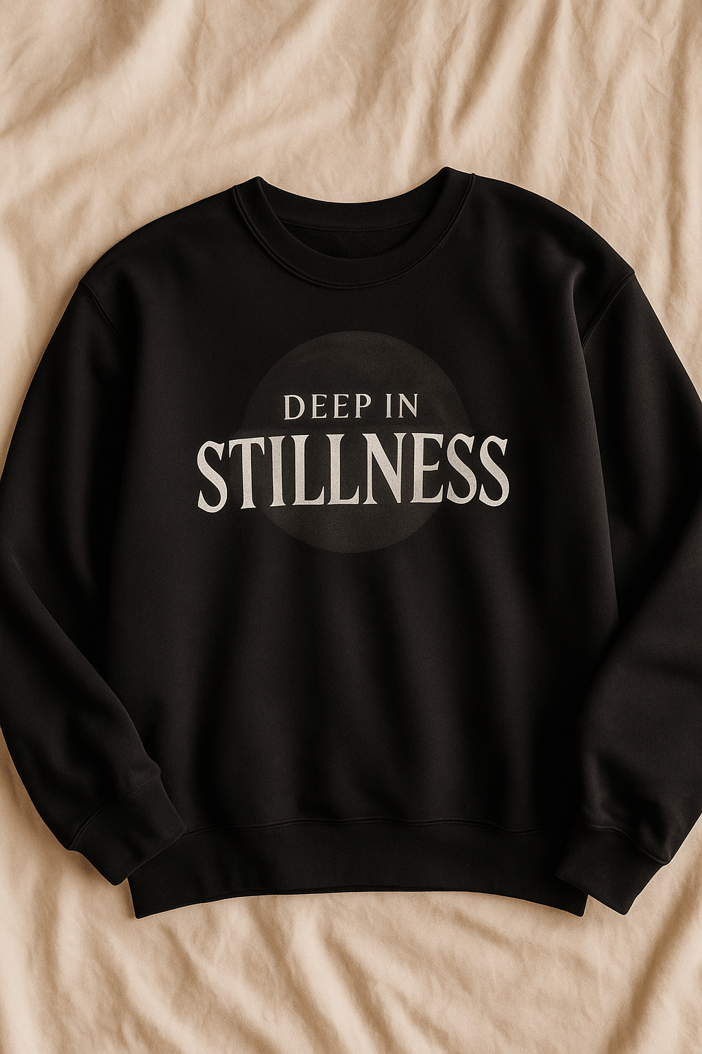 "Deep in Stillness" Lunar Reflection Sweatshirt – Embrace the Quiet Within - Black