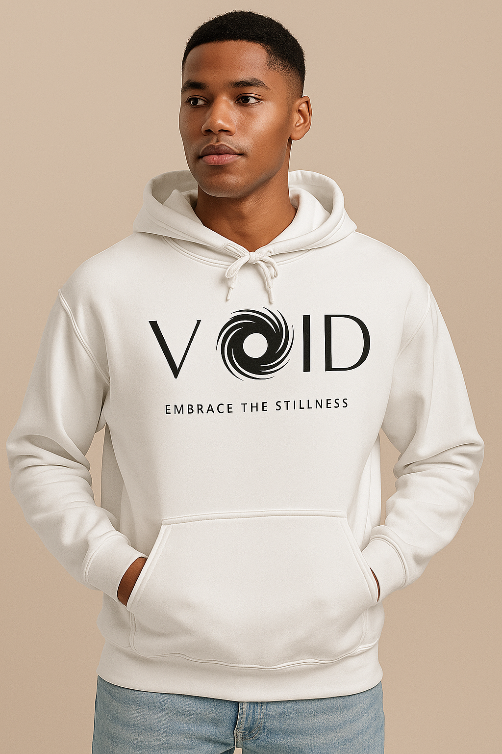 "VOID" Minimalist Hoodie – Embrace the Stillness in White