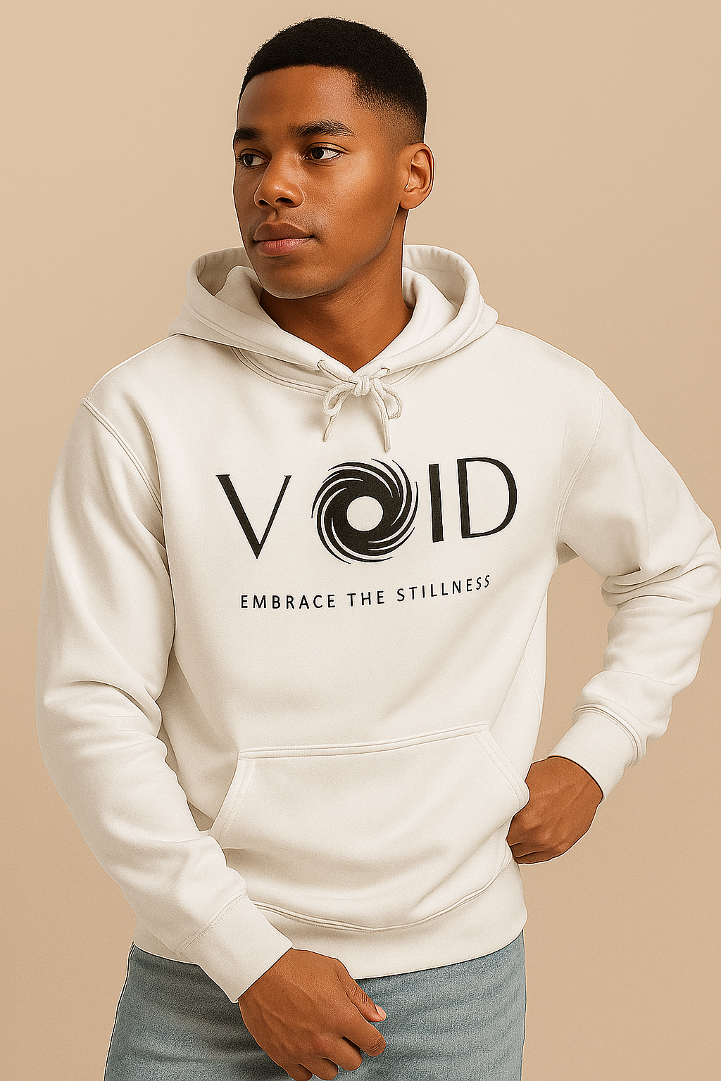 "VOID" Minimalist Hoodie – Embrace the Stillness in White