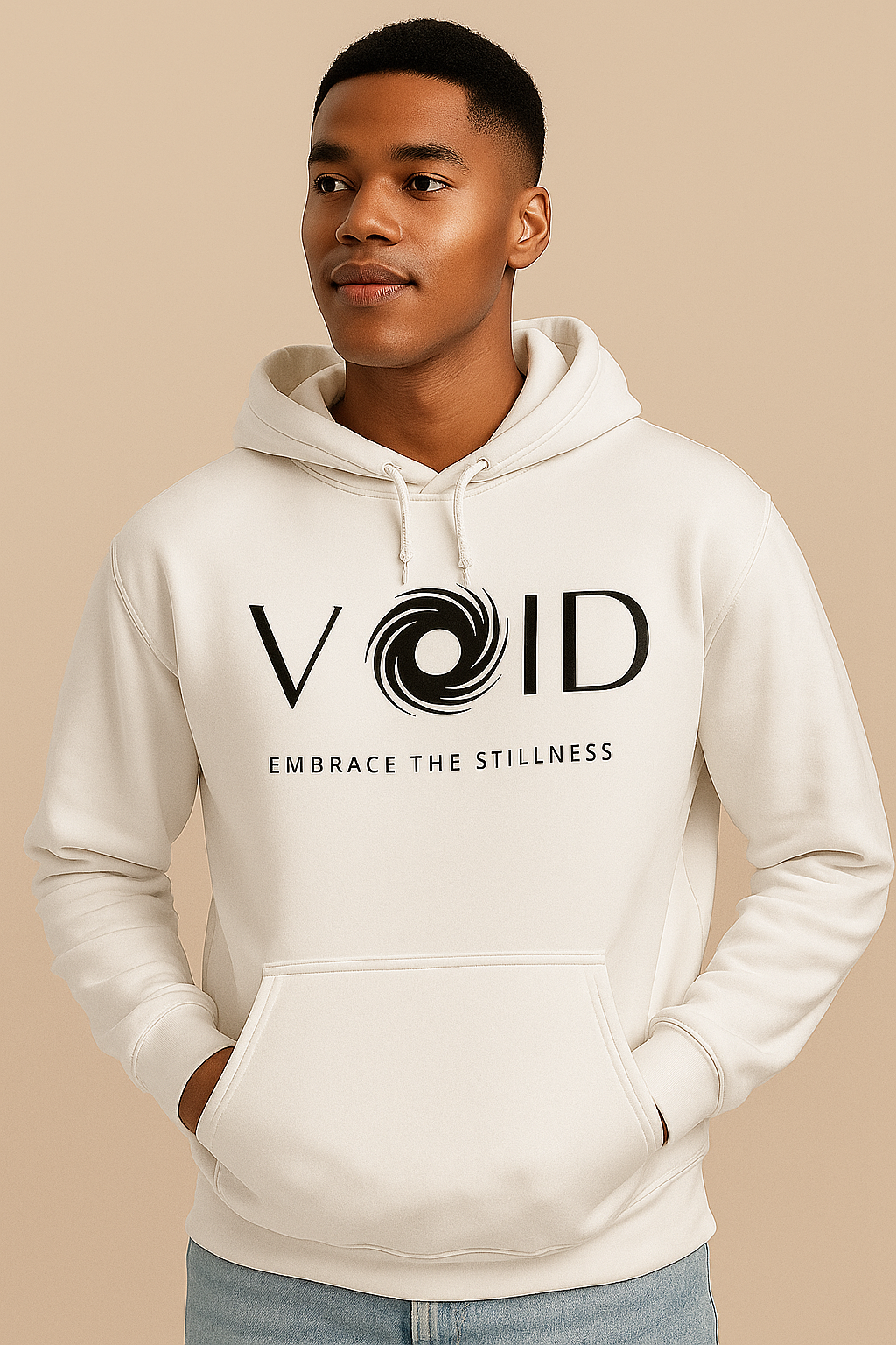 "VOID" Minimalist Hoodie – Embrace the Stillness in White
