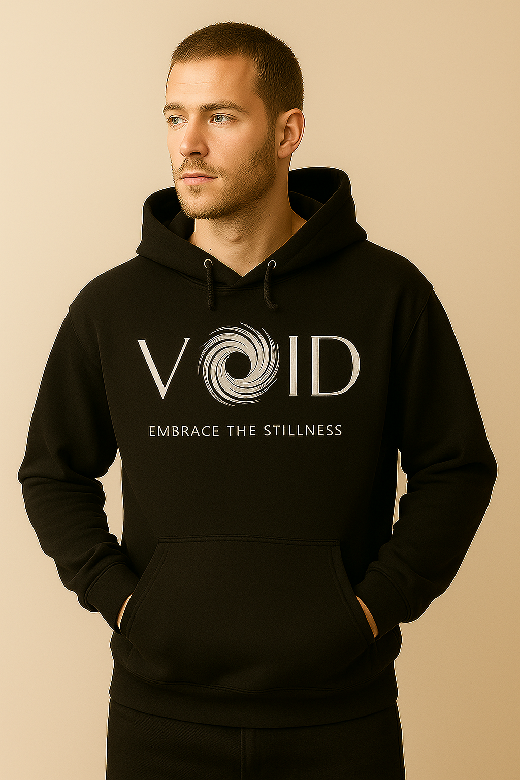 "VOID" Minimalist Hoodie – Embrace the Stillness in Black