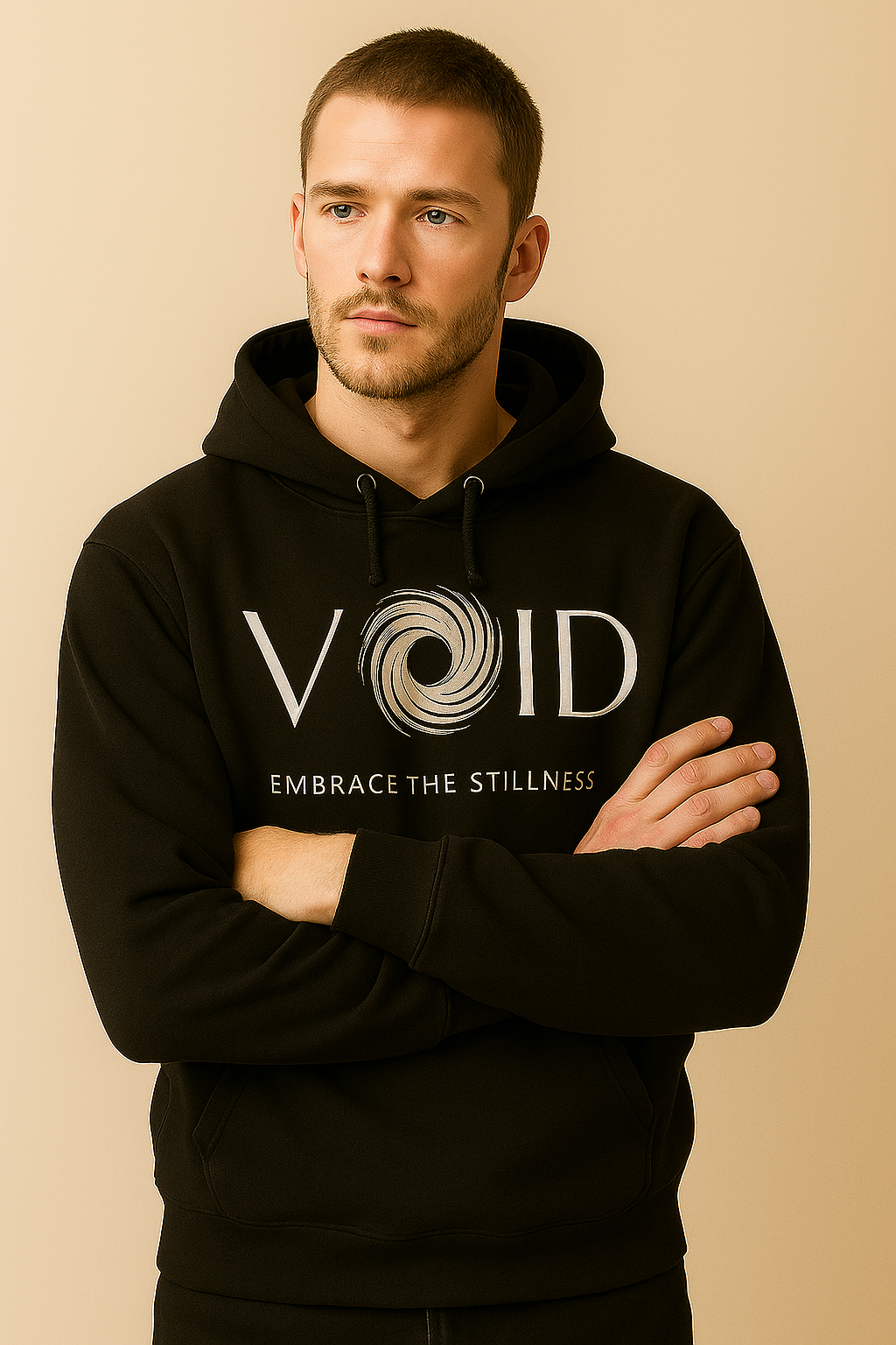 "VOID" Minimalist Hoodie – Embrace the Stillness in Black