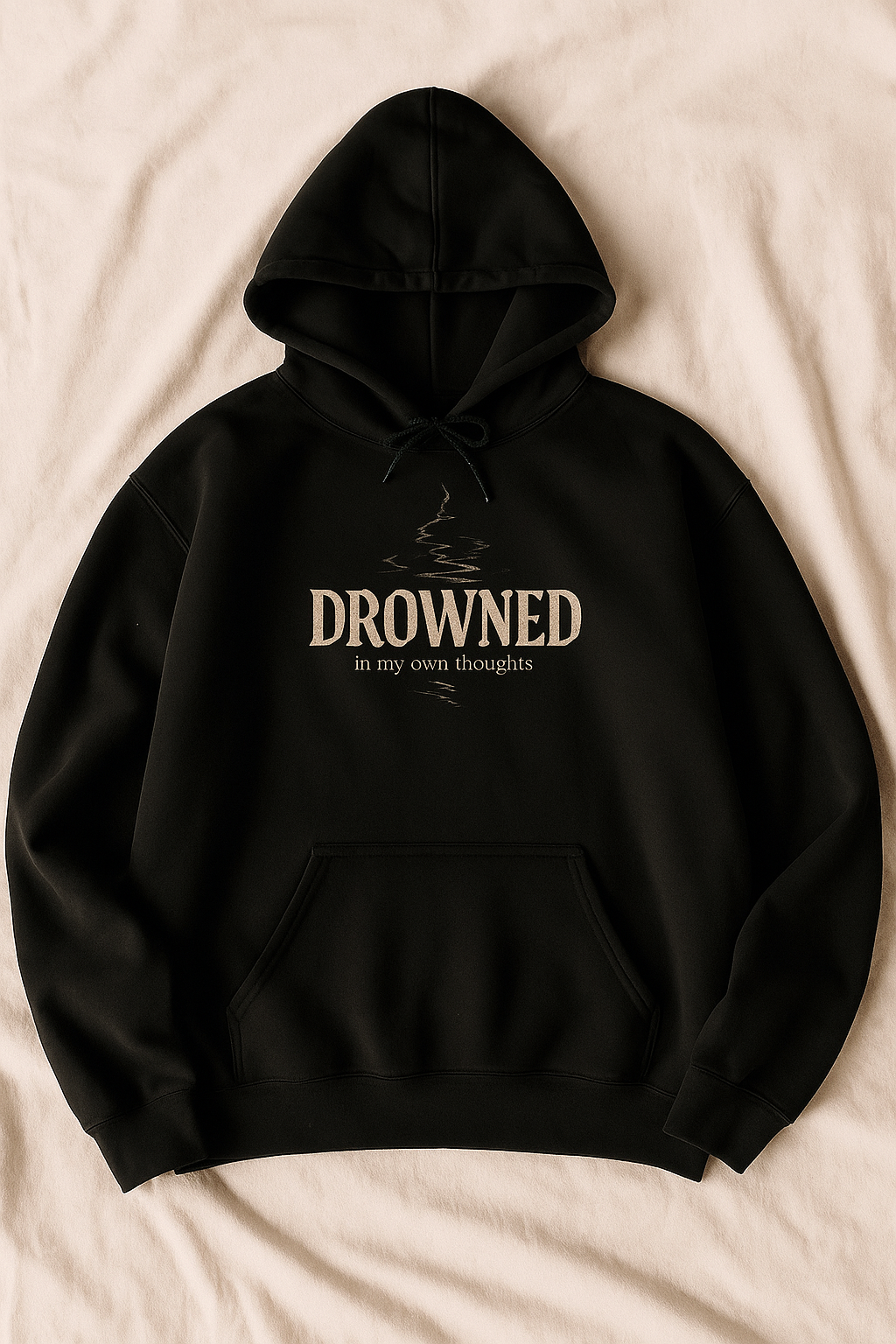 "DROWNED" Reflective Thought Hoodie – Lost in the Mind’s Depths - Black