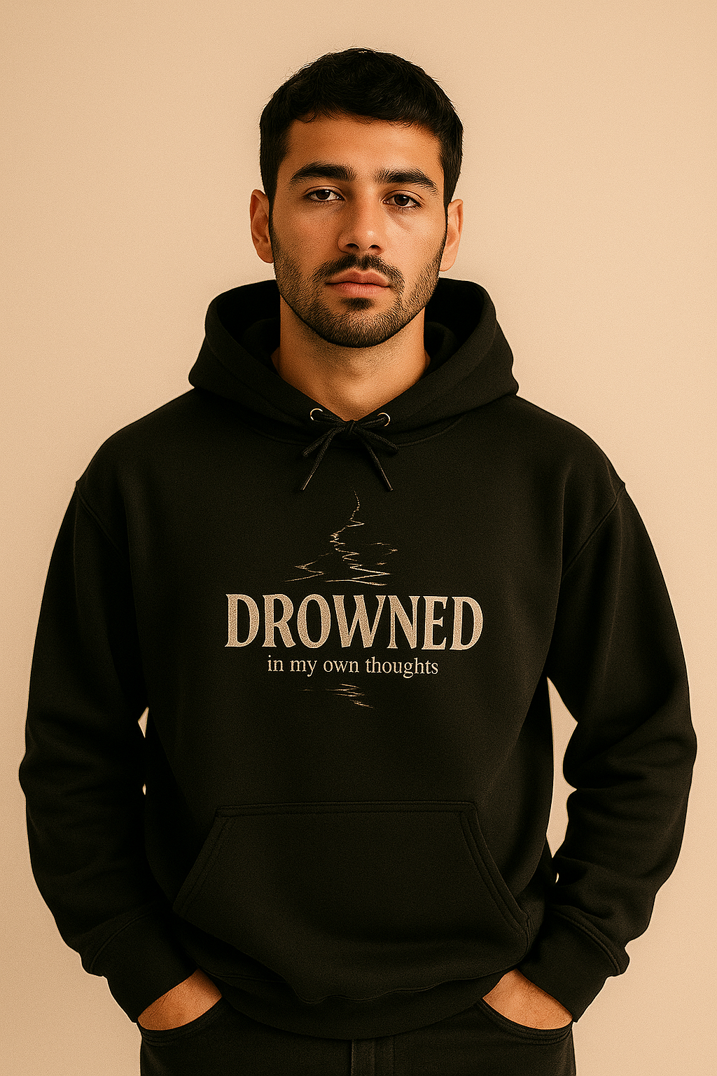 "DROWNED" Reflective Thought Hoodie – Lost in the Mind’s Depths - Black