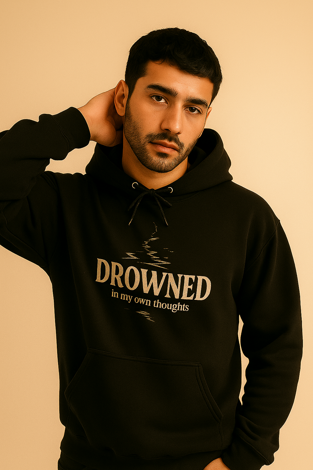 "DROWNED" Reflective Thought Hoodie – Lost in the Mind’s Depths - Black