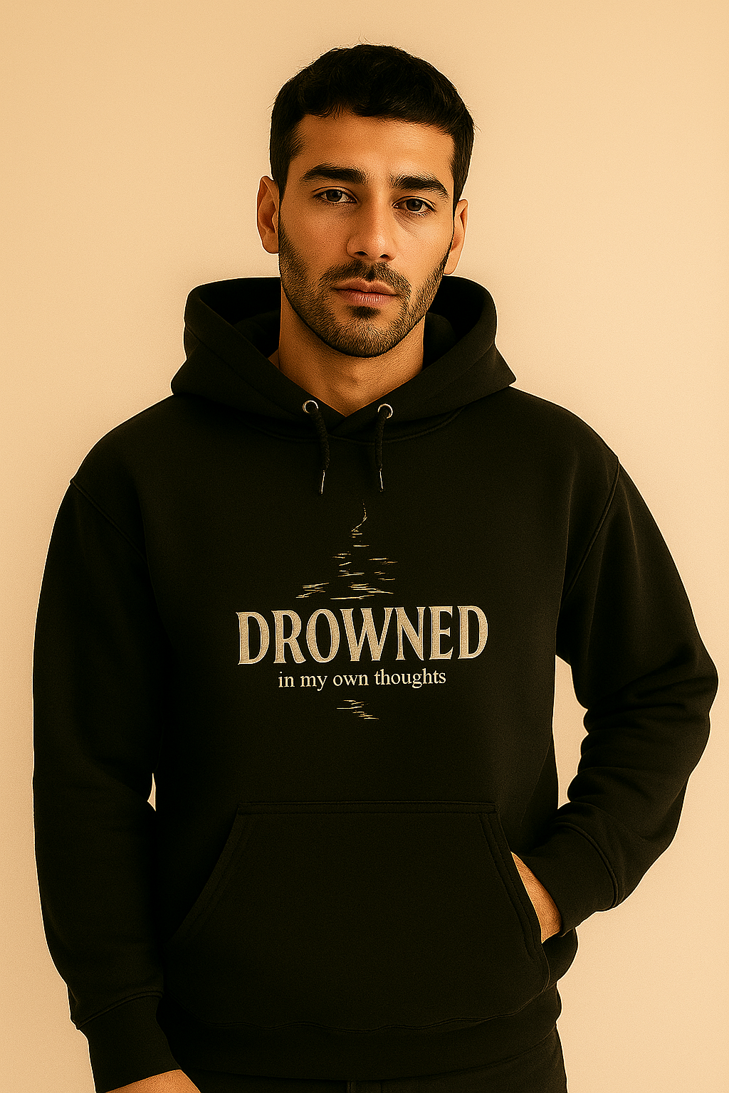 "DROWNED" Reflective Thought Hoodie – Lost in the Mind’s Depths - Black