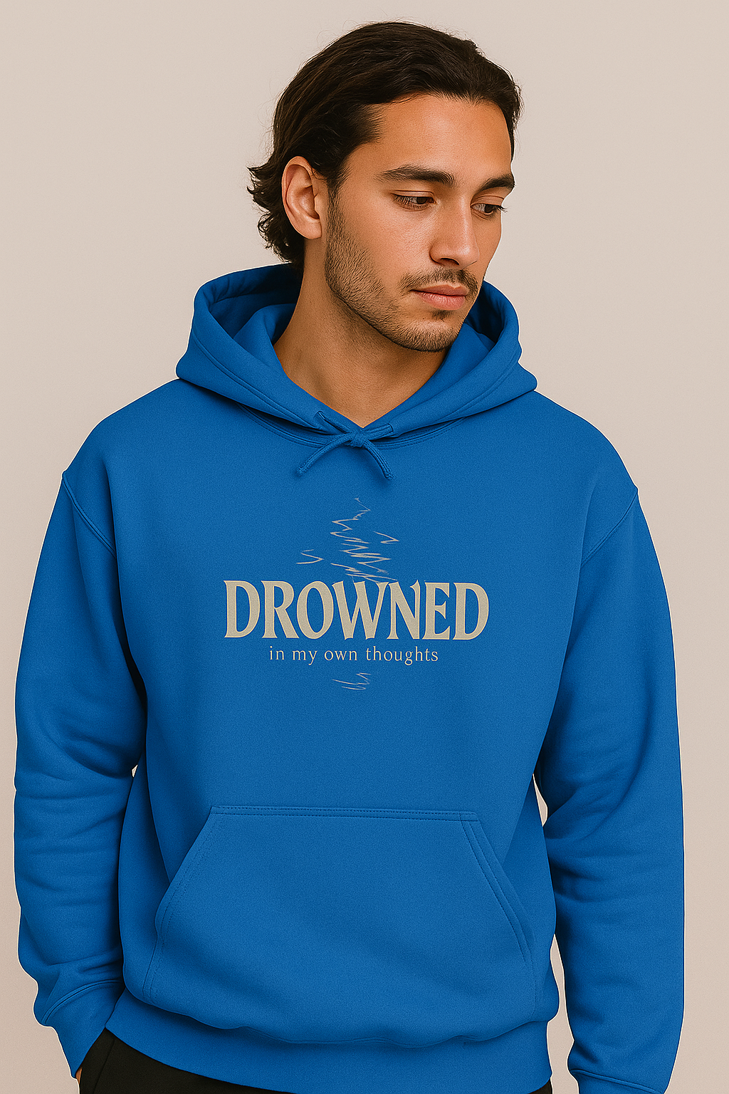 "DROWNED" Reflective Thought Hoodie – Lost in the Mind’s Depths - Blue