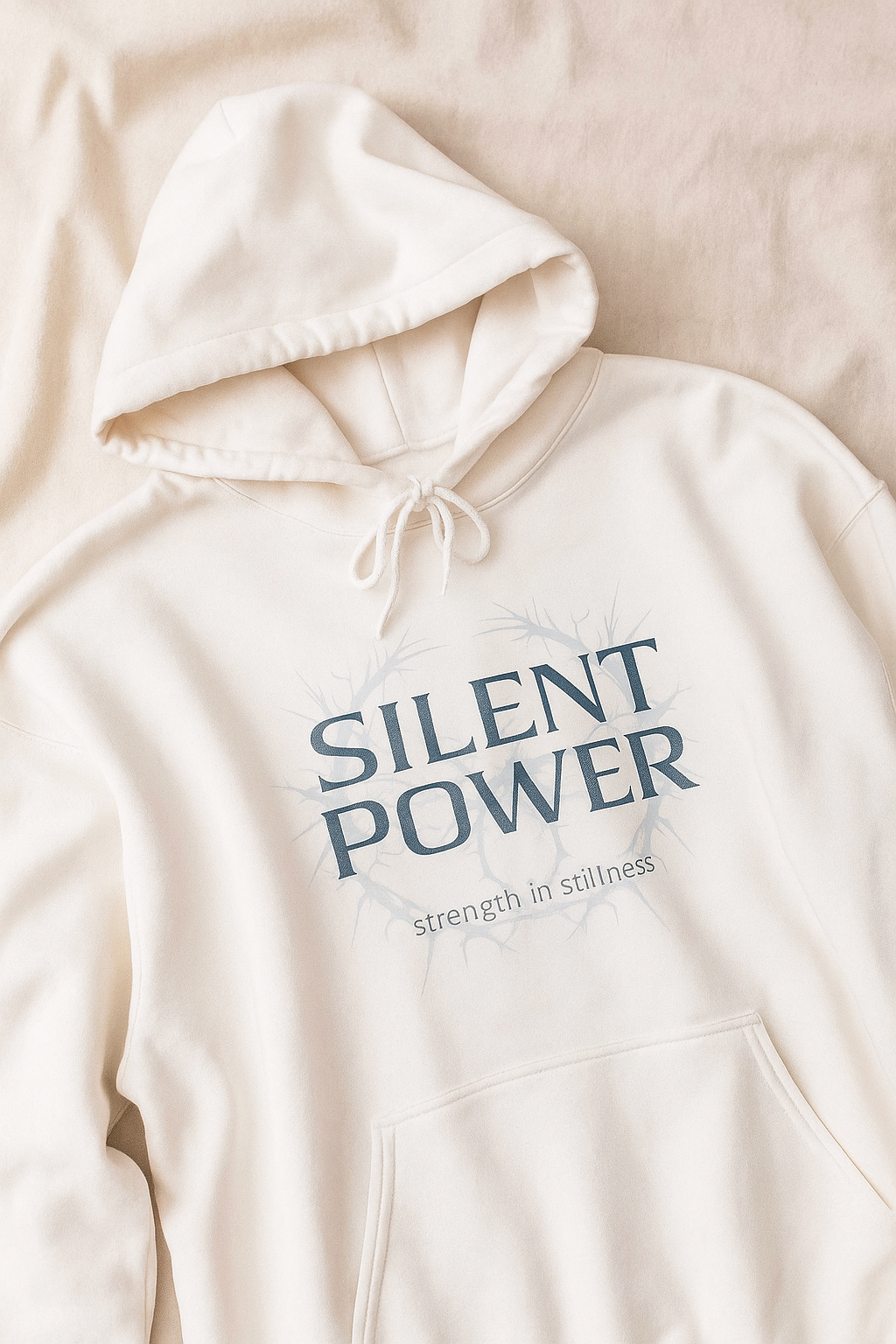 "SILENT POWER" Hoodie – Strength in Stillness, Calm in Chaos - White