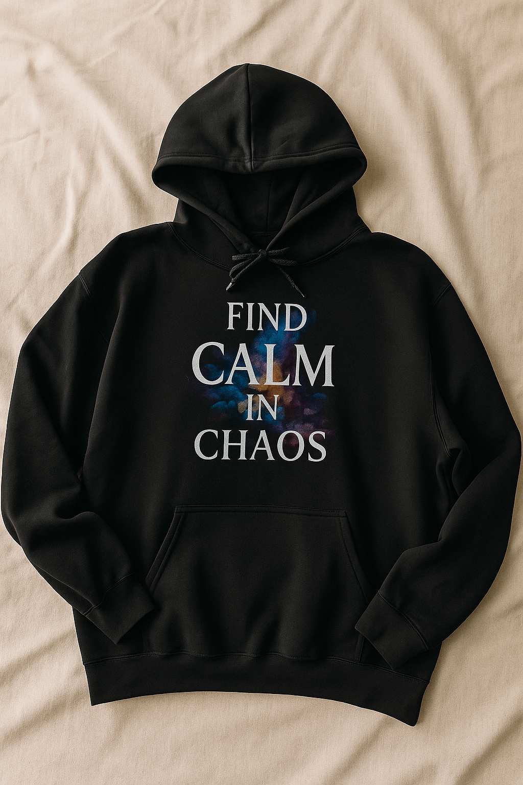 "FIND CALM IN CHAOS" Hoodie – Serenity Amid the Storm - Black