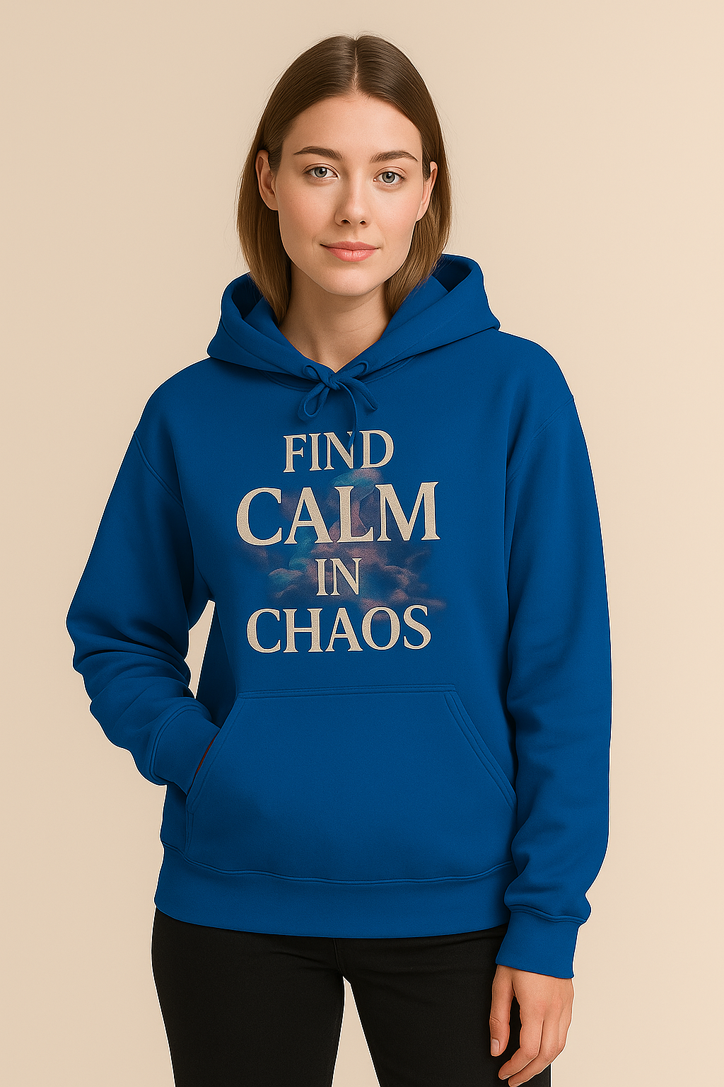 "FIND CALM IN CHAOS" Hoodie – Serenity Amid the Storm - Blue