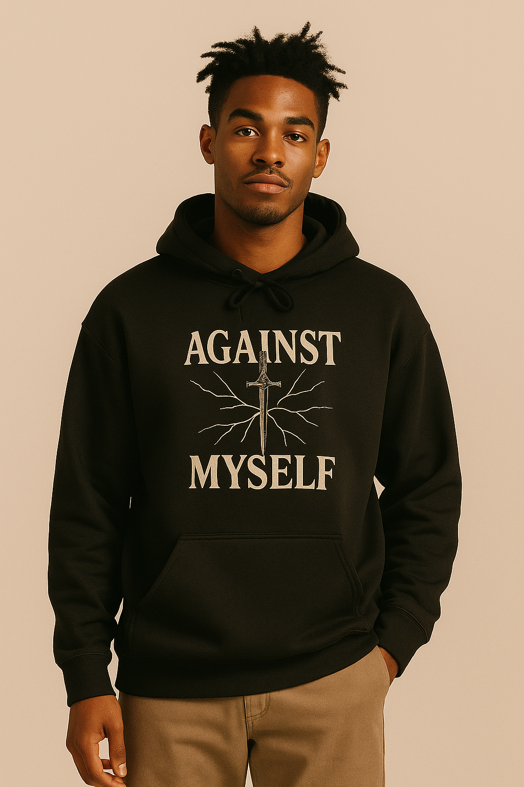 "AGAINST MYSELF" Hoodie – A Battle Within, Worn Boldly - Black