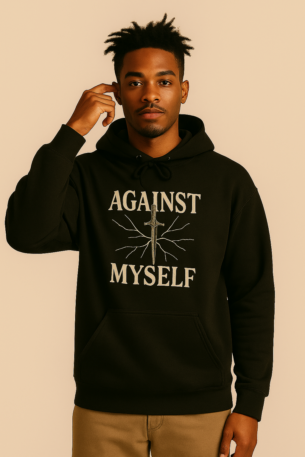 "AGAINST MYSELF" Hoodie – A Battle Within, Worn Boldly - Black