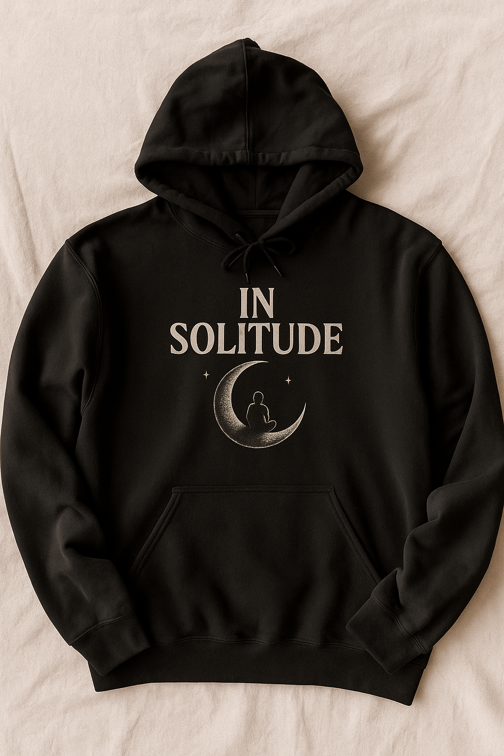 "IN SOLITUDE" Hoodie – Find Peace Where the World Grows Quiet - Black