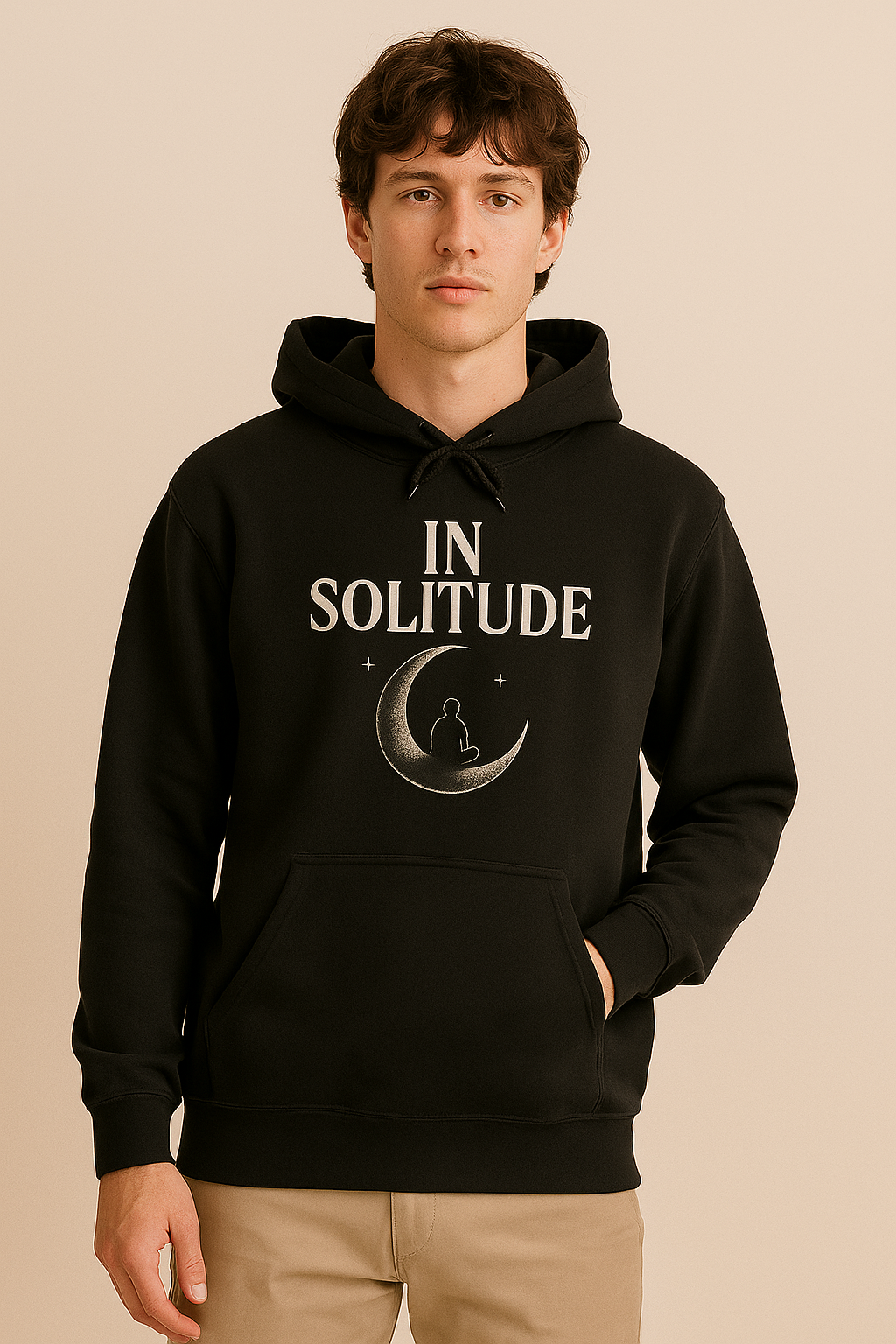 "IN SOLITUDE" Hoodie – Find Peace Where the World Grows Quiet - Black