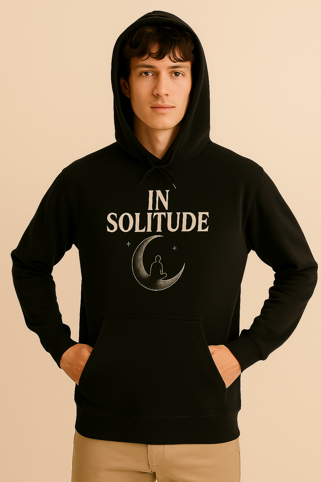 "IN SOLITUDE" Hoodie – Find Peace Where the World Grows Quiet - Black