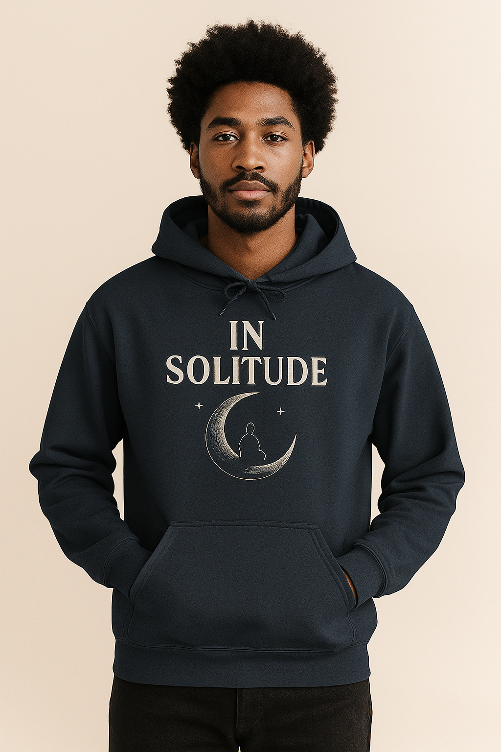 "IN SOLITUDE" Hoodie – Find Peace Where the World Grows Quiet - Navy