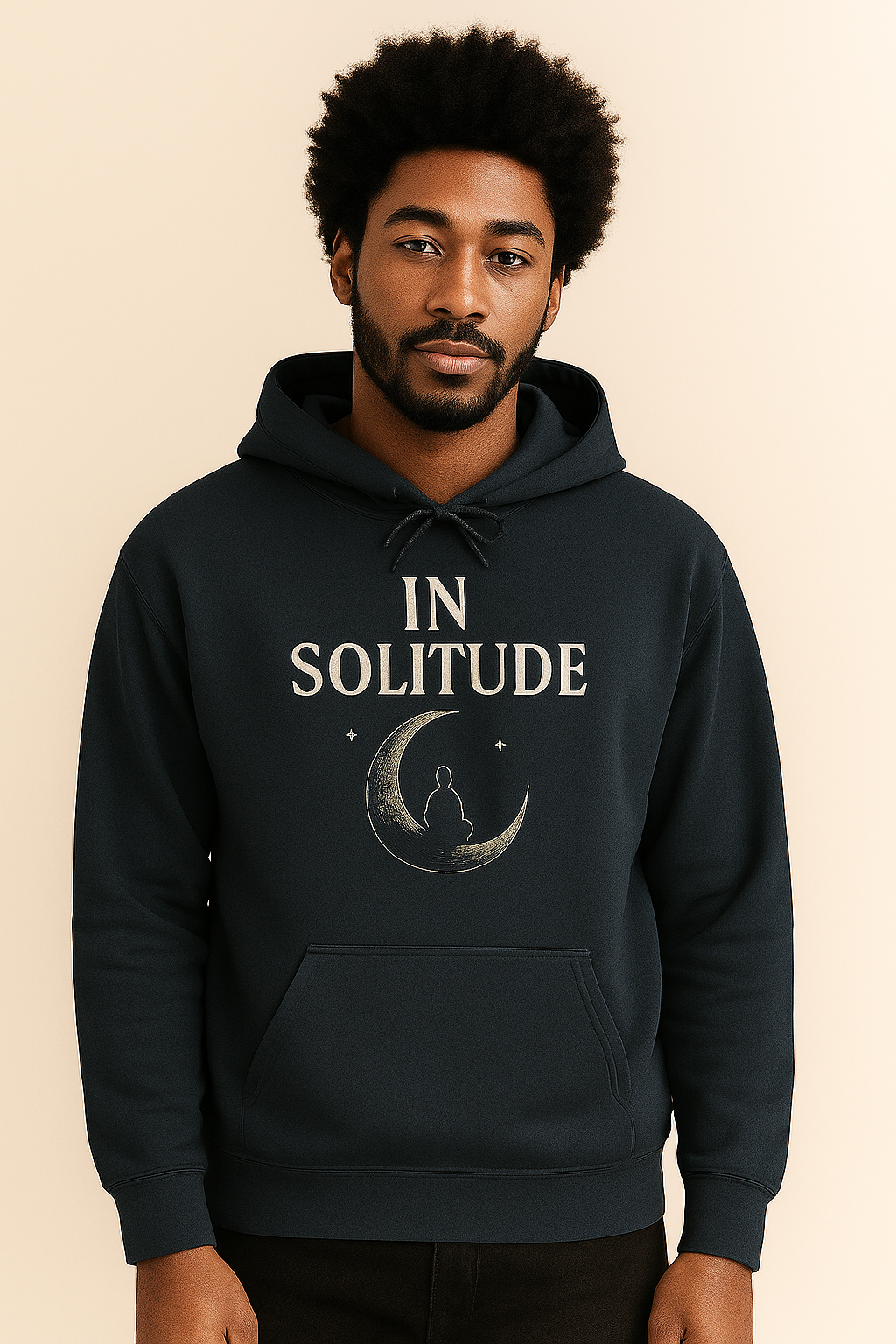 "IN SOLITUDE" Hoodie – Find Peace Where the World Grows Quiet - Navy